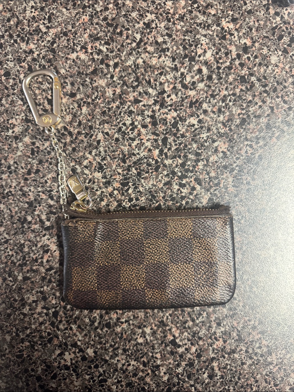 Louis Vuitton Brown Damier Key Pouch with Gold Hardware